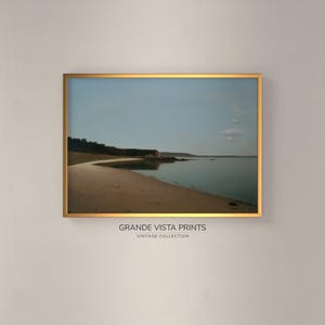 Vintage Seashore Painting, Coastal Landscape Digital Download, Printable Coastal Artwork, GV5049