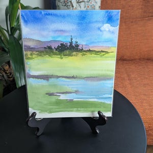 Original Watercolor Art - 8x10 - High Mountain Pond - Landscape