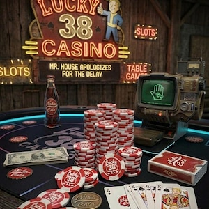 Fallout Inspired Red Lucky 38 Poker Chip Set -3D Printed (50 pack)