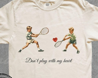 Funny Tennis Vintage 90s Comfort Colors® Heartbroken Style Tshirt Retro Y2k Shirt for Tennis Lovers Funny Love 2000s Unisex Gag Tee for Her