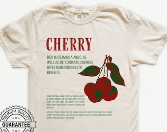 Fruits Vintage Graphic Comfort Color T Shirt Retro Cherry Vegetables Shirt for Women 90s Sweet Nostalgia Nature Tee Unisex Adult Man Gift