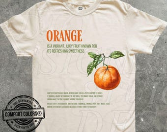 Orange Retro Fruit Lover Graphic Shirt Vintages Orange T-Shirt Cute Unisex Adult Graphic TShirt Cool Gift Exotic Fruit Orange Tee for Her