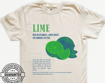 Lime Retro Shirt Fruits Graphic Comfort Color Vintage Limes Vegetables TShirt for Women 90s Sweet Nostalgia Nature Tee Unisex Adult Man Gift