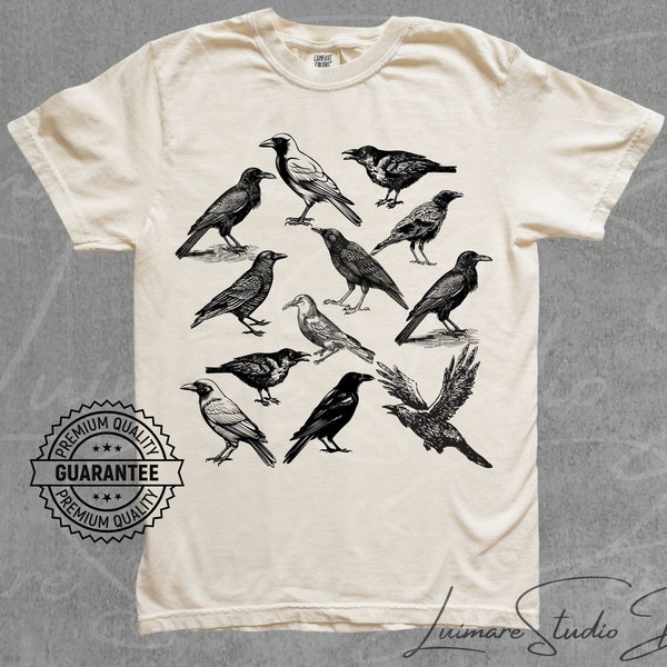 Crow Shirt Retro 90s Raven Tattoo Comfort Colors® Vintage Y2k Bird Lovers Shirt 2000s Tee Funny Gifts Unisex Adult Graphic Tshirt for Him