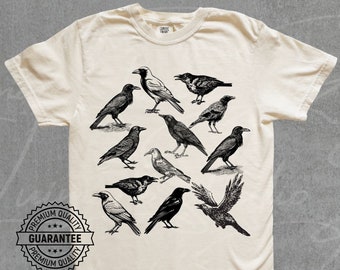 Crow Shirt Retro 90s Raven Tattoo Comfort Colors® Vintage Y2k Bird Lovers Shirt 2000s Tee Funny Gifts Unisex Adult Graphic Tshirt for Him