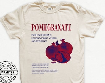 Fruits Vintage Graphic Comfort Color T Shirt Retro Pomegranate Vegetables Women Shirt 90s Sweet Nostalgia Nature Tee Unisex Adult Man Gift