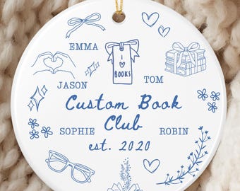 Custom Book Group Ornament, Book Club Gift, Reading Ornament, Personalized Book Ornament, Christmas Bookish Gift for Reader, Book Lover Gift