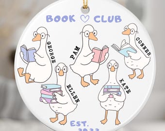 Custom Book Group Ornament, Book Club Gift, Reading Ornament, Personalized Book Ornament, Christmas Bookish Gift for Reader, Book Lover Gift