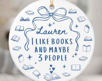 Book Lover Gift, Reading Ornament, Personalized Book Ornament, Bookworm Keepsake, Christmas Gift for Reader, Book Nerd Gift, Bookshelf Decor