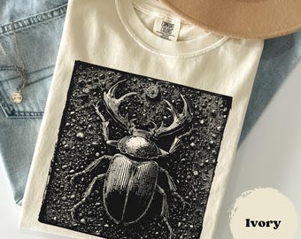 Bugs Linocut Comfort Colors® Retro, 90s Old School, Insect Lover, Unisex Cute Bug Tee, Bugs Shirt, Oversize Tshirt, Monochrome Design