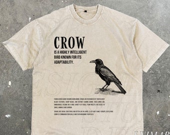 Crow Shirt 90s Graphic Vintage Distressed Crows Lover Retro Bird Moon Tee Old School Crow 2000s Nature Moon Raven Shirt Unisex Oversize Tee