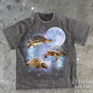 Turtle Shirt 90s Graphic Vintage Distressed Turtle Lover Tee Retro Tortoise Tee 2000s Nature Moon Turtle Shirt Unisex Oversize Tortoise Tee