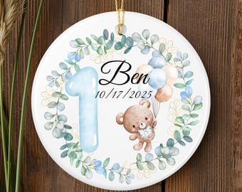 Personalized Ornament, Birthday Ornament, Nativity Ornament, 1st Birthday, Baby Boy Ornament, Personalized Baby Gift, Christmas Ornament