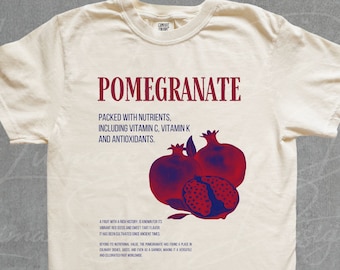 Pomegranate Vintage Graphic Comfort Color Fruit T Shirt Retro Vegetables Women Shirt 90s Sweet Nostalgia Nature Tee Unisex Adult Man Gift