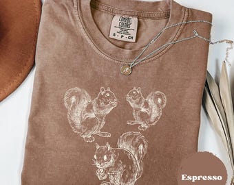 Squirrel Shirt, Retro Comfort Colors®, Cute 90s Graphic Vintage, Three Squirrel Lover Gift, 2000 Nature Squirrel TShirt for Her, Nature Life