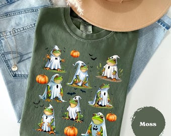 Halloween Comfort Colors® Tee, Ghost Frog Shirt, Halloween Ghost Tshirt, Gift for Frog Lover Ghost Tee, Cute Halloween Shirt, Frog Lover Tee