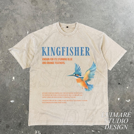 Kingfisher Shirt 90s Graphic Vintage Distressed Bird Lovers Retro Kingfisher Old School Graphic 2000s Nature Bird Shirt Unisex Oversize Tee