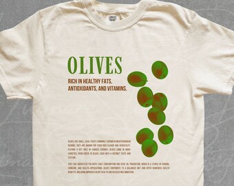 Olives Vegetable Retro Shirt Vintage Graphic Comfort Colors® TShirt Retro Fruits Women Tee 90s Cute Nostalgia Food Tee Unisex Adult Man Gift