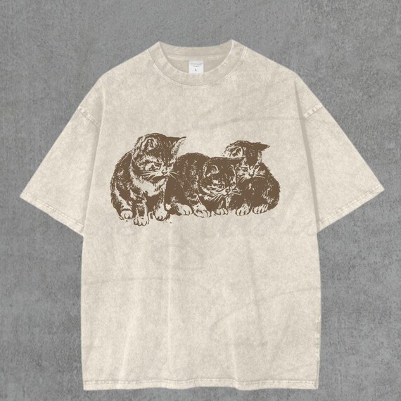 Cute Cats Shirt Retro Old School Cat Owner Graphic Tee Vintage Distressed Tshirt Nostalgia Tee Cute Cats Lover Gift Oversized Women Shirt