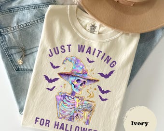 Halloween Skeleton Shirt, Iridescent Halloween Tshirt, Cute Shimmering Halloween Tee, Cute Halloween Shirt, Skeleton Lover Tee, Gift for Her