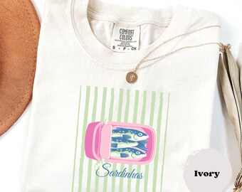 Sardines Shirt, Comfort Colors®, Ocean Inspired Style, Amalfi Coast Summer, Vintage Sardine, Retro Tinned Fish Shirt, Fisherman Beach Style