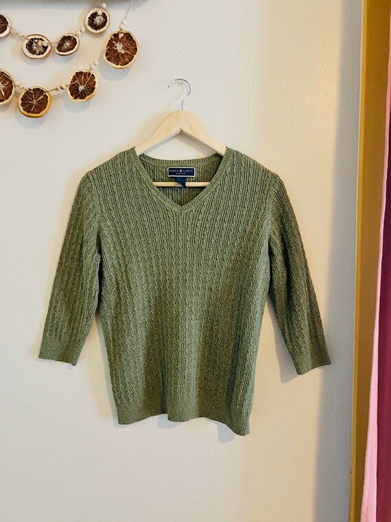 Karen Scott Vintage Green Knit Sweater, Size XL