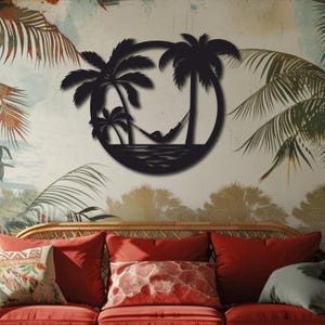 Tropical Paradise Metal Wall Art, Beach House Decor, Tropical Art Gift, Beach Lover Decor, Beach Vibe Sign, Poolside Decor, Palm Tree Art