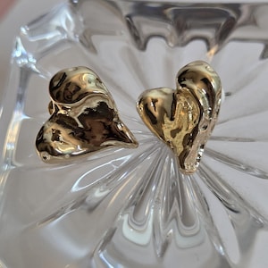 Heart Stud Earrings 18K Gold Plated, Non Tarnish Stainless Steel Earrings, Hypoallergenic Dainty Gold Jewelry, Cute Gift for Her