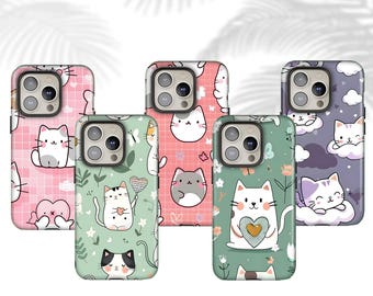 Purple KITTY Phone Case Pink Cat TOUGH Cover for iPhone 17 16 15 14 13 Pixel 10 9A 8A 7A Samsung S25 S24 fe S23 A22 A36 A55 A56 A16