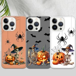 SKELETON Handytasche Halloween Cover für iPhone 17 16Pro Max, 15 Plus, 14, 13, 12, 11, XS & Samsung S25, S24, A56, A55, Pixel 10, 9, 8