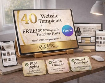 40 Canva Website Templates | Editable Website Designs | MRR & PLR Resell Rights