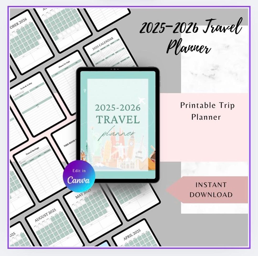 2025 2026 Travel Planner Printable Vacation Itinerary PDF Etsy Canada Il 1uts 