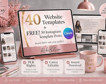 40 Canva Website Templates | Editable Website Designs | MRR & PLR Resell Rights