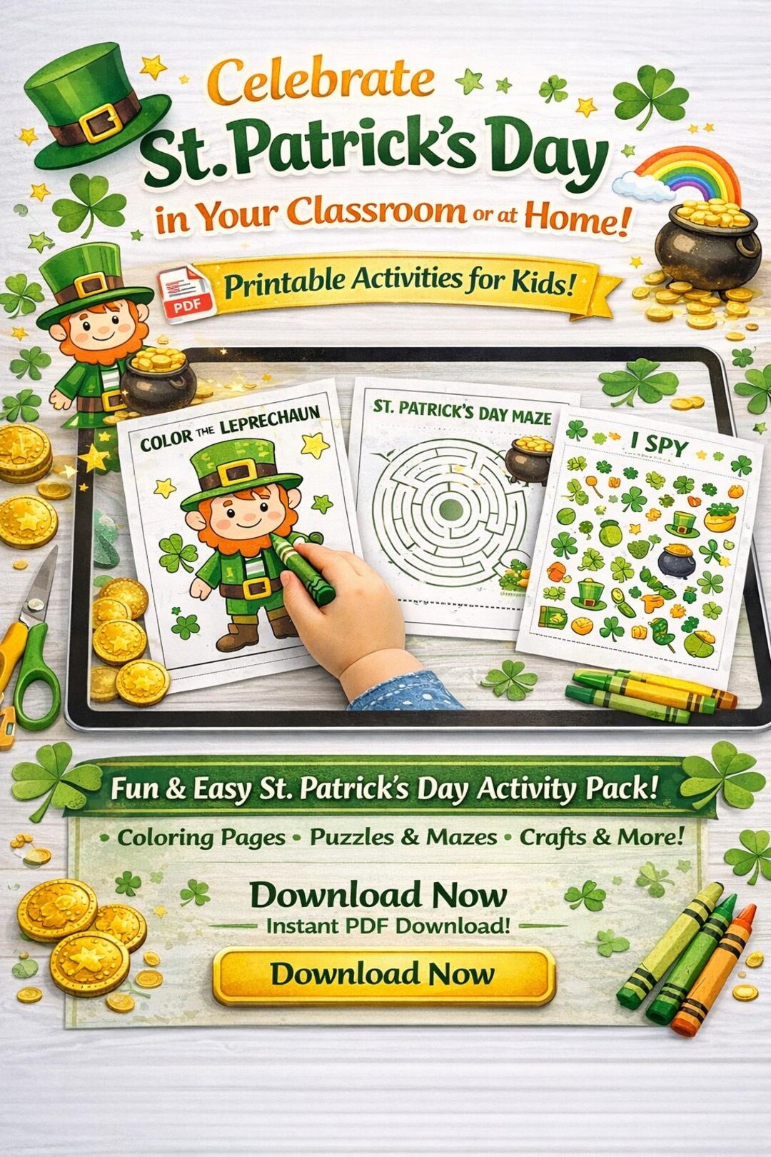 St. Patrick's Day Preschool Activities Pack, Counting Tracing ...