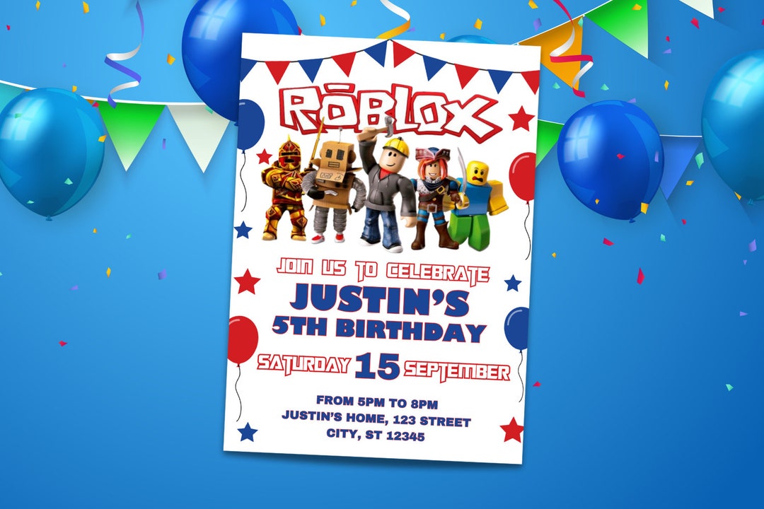 Roblox Birthday Party Invitation Editable Template Canva Invite Kids ...
