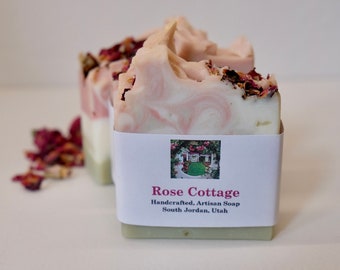 Handmade Hydrating All Natural Rose Cottage Artisan Soap - Nearly Naked Soapery