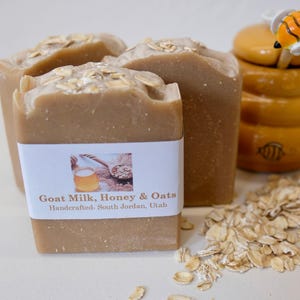 Goat Milk, Honey & Oats Soap - Handmade Hydrating All Natural Artisan- Nearly Naked Soapery