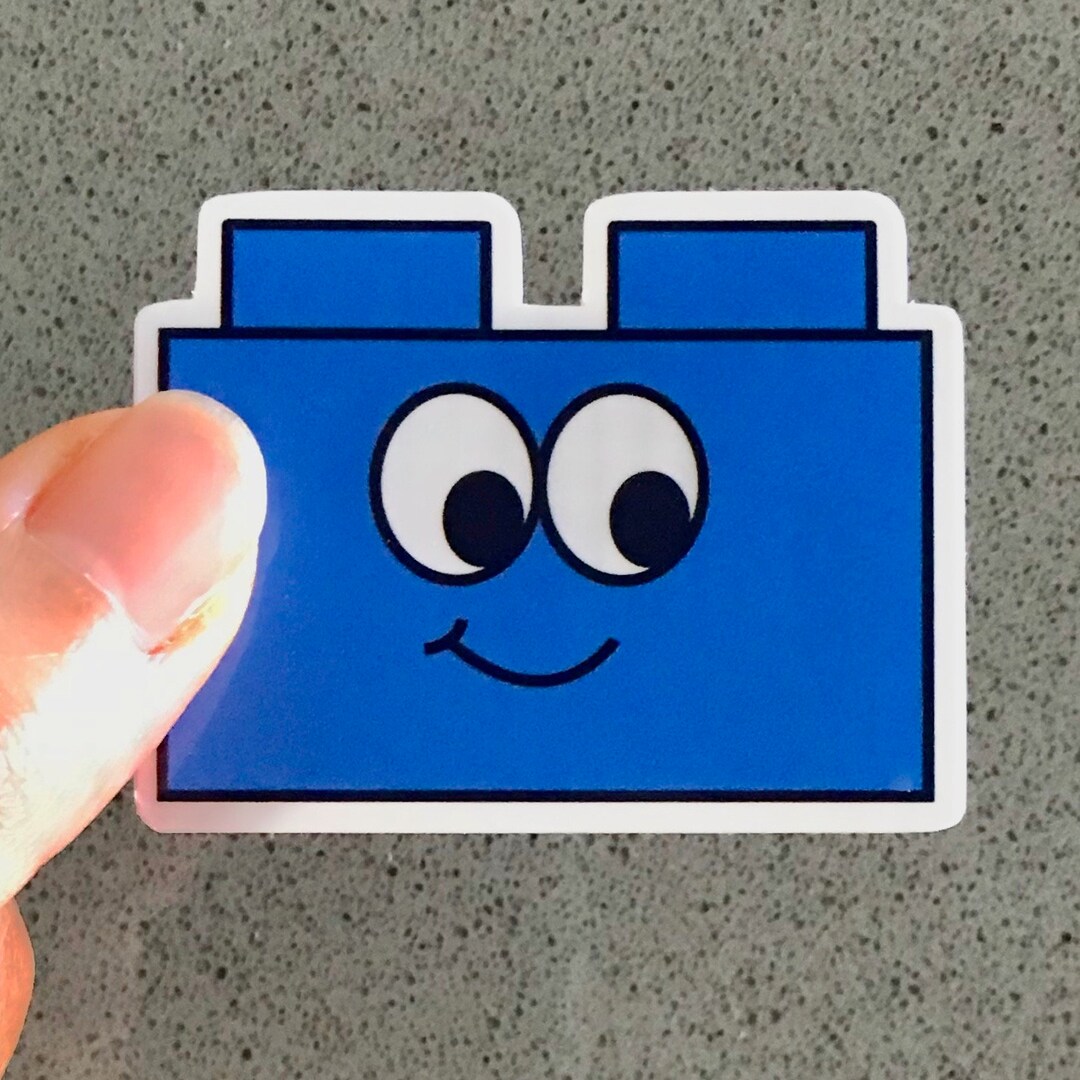 Cute Blue Smiling Brick Sticker Happy Blue Brick Durable Waterproof ...