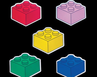 2x2 Building Blocks Bricks | 2" | 1.5" | Smooth Matte Finish Vinyl Sticker | Durable | Waterproof | 2x2 Brick Sticker | Gift for Kids