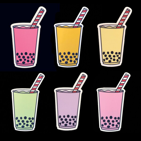 Boba Smoothies with Red Striped Straw | High Quality Smooth Matte Finish Vinyl Sticker | Durable | Waterproof | Bubble Tea |  Boba Sticker