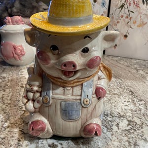 Farmer Pig Cookie Jar - Etsy
