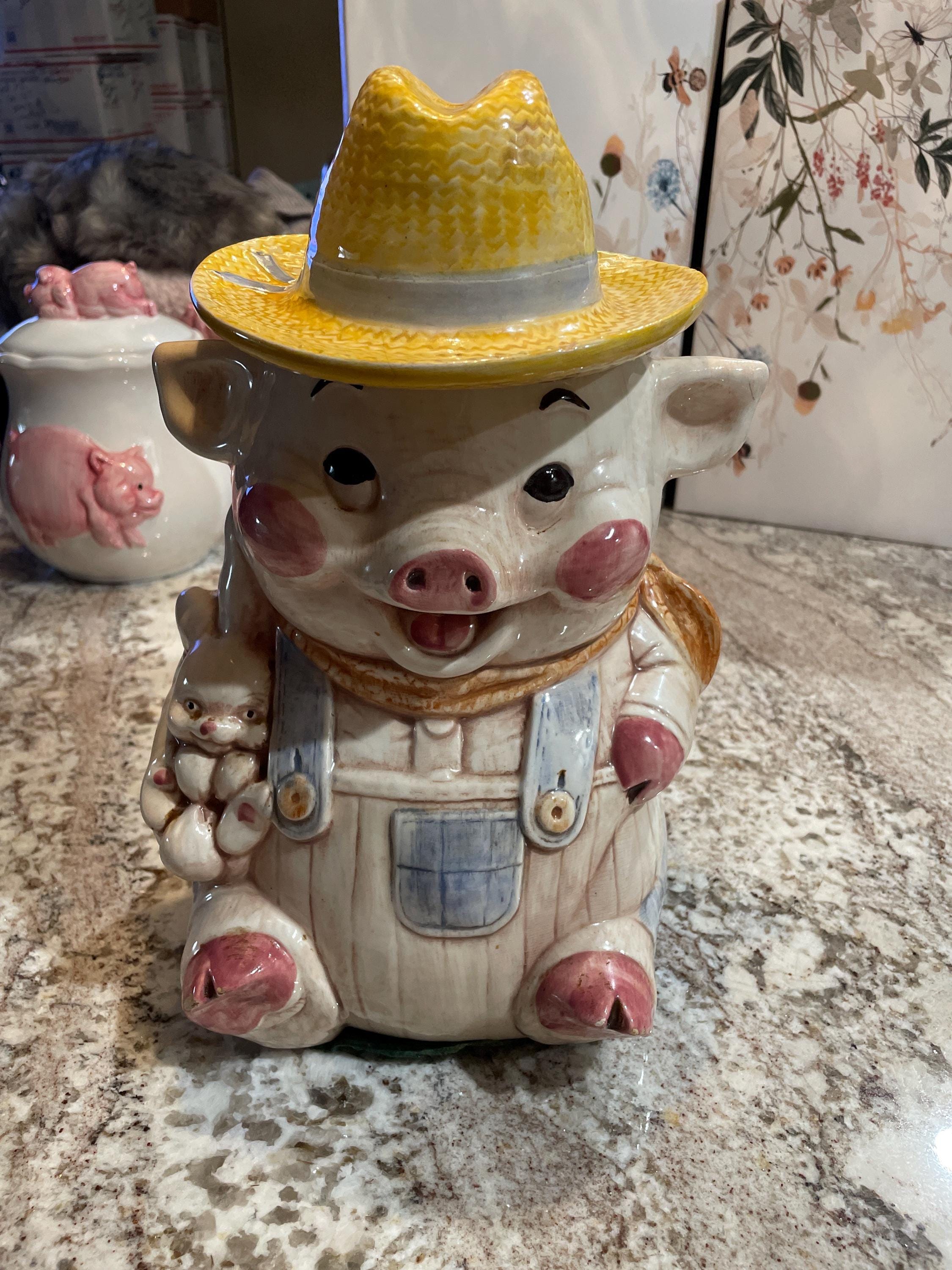 Farmer Pig Cookie Jar - Etsy
