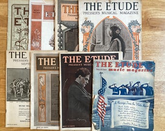 Antique The Etude Music Magazines: Early 1900's, WWI, WWII era music ephemera