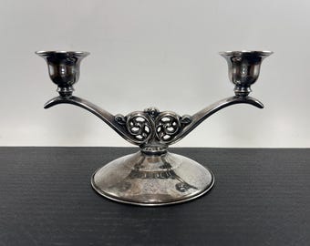 Vintage Silver Plate Double Candlestick Holder WM A Rogers