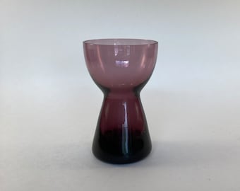 Vintage MCM Morgatown Glass Co Barton Pattern Amethyst Candle Holder