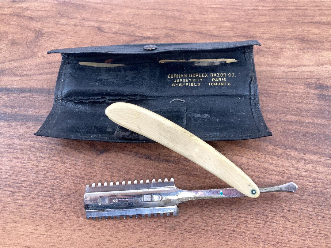 Durham Duplex Straight Razor With Celluloid Handle, Leather Case - Etsy