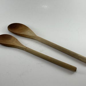 Pair of Vintage Wooden Spoons 11.5 and 10 Inches, Rustic Farmhouse Kitchen