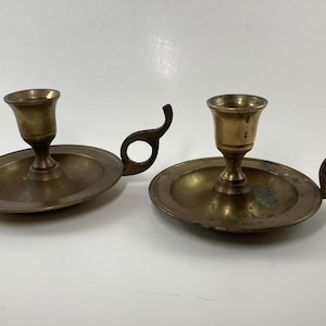Vintage Brass Chamber Candlestick Holders - Made in India