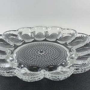 Vintage Indiana Glass Deviled Egg Platter, Clear Hobnail Large Plate, 1950s Servingware