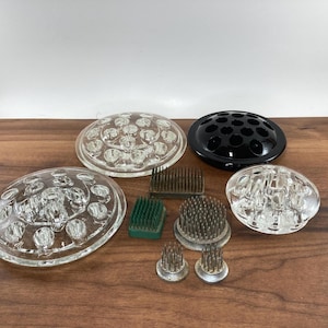 Vintage Flower Frogs: Choose from Black Amethyst, Clear Glass, Metal Pin Frogs